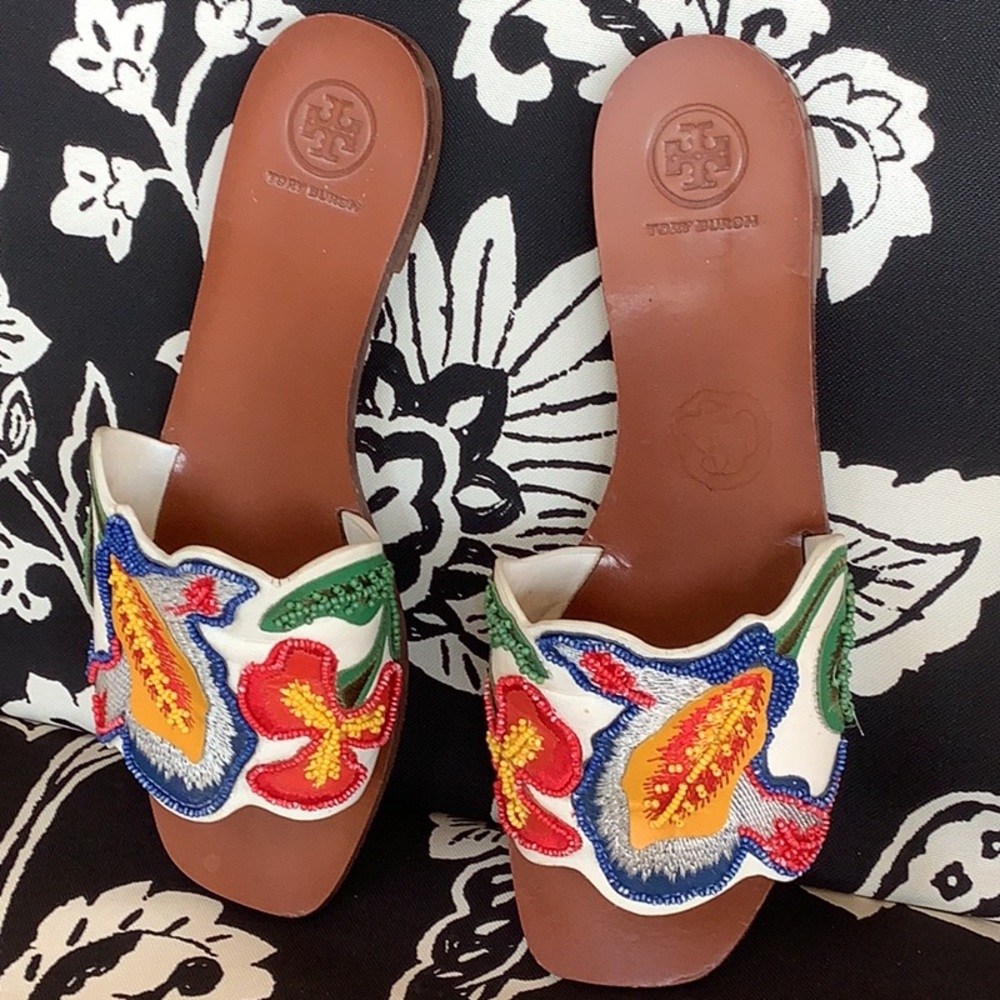 Tory Burch Colorful Embroidered Sandals - Picture 3 of 8